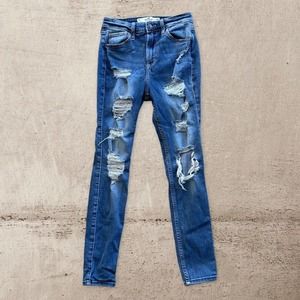 Hollister High Rise Super Skinny Women’s Blue Distressed Ripped 1S 25x26 (24x26)